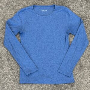 Everlane The Pima Micro-Rib Long-Sleeve Crew - Acero Blue